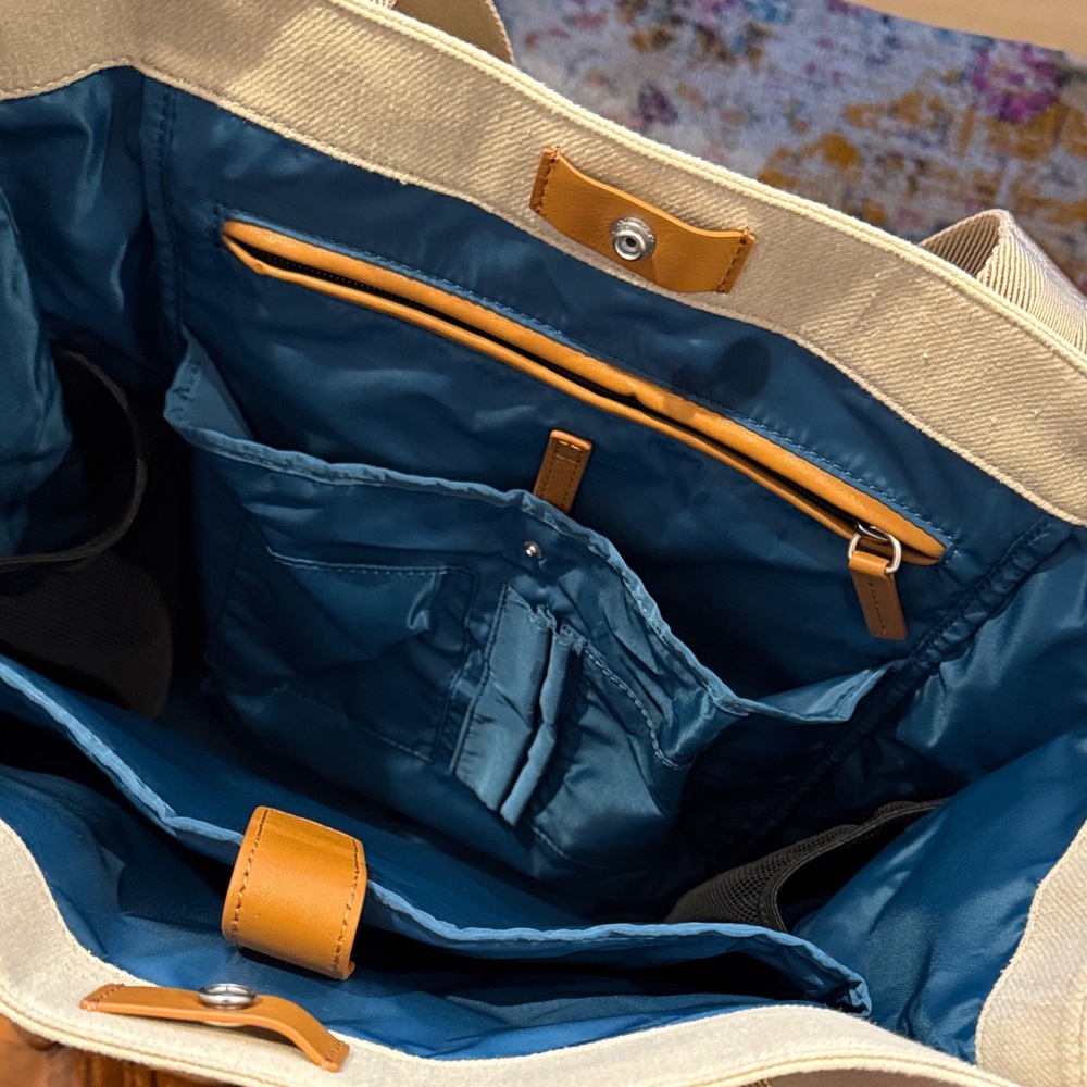 Ted Baker Light Tan Canvas Tote with Brown Accents - Picture 4 of 6